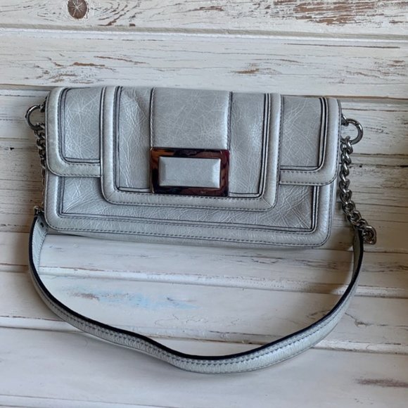 NWOT Banana Republic Gray Leather Shoulder Bag - Picture 1 of 6